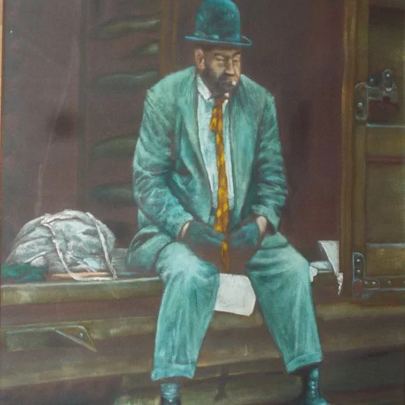 Vintage railway rider framed print, approximately 22 1/4" x 27" - Picture 2 of 9